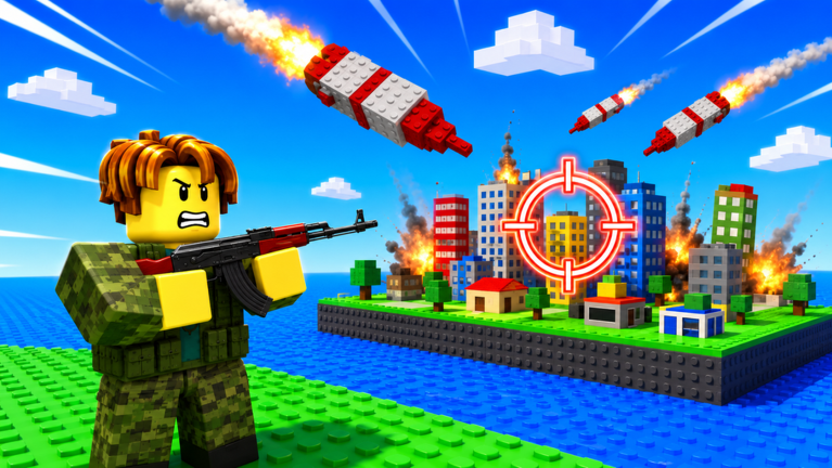 Roblox Missiles vs Cities action thumbnail with missiles and buildings